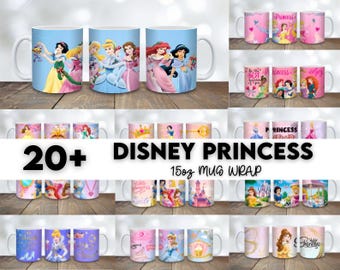 Princess Cartoon Mug Wrap Designs 15oz Mug PNG Digital Download
