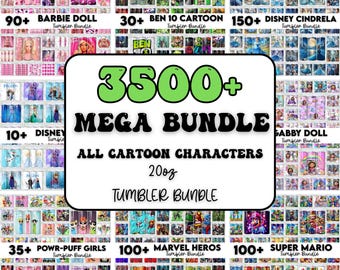 3500+ 20oz Cartoon Tumbler Bundle All Cartoons Character Sublimation Stitch Tumbler 90s Cartoon Tumbler, Stitch Tumbler PNG Insant Download