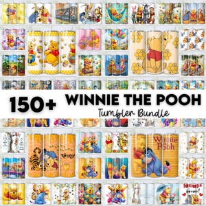 Pooh Tumbler Wrap Designs Bundle, Winnie The Pooh Sublimation Designs, 20oz Pooh Tumbler Wrap PNG, Cartoon Tumbler Wrap, Pooh Wrap PNG