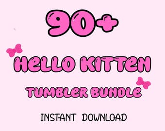 Hello Kitten Tumbler Wrap, 20oz Tumbler Wrap Sublimation, Childrens Cartoon Tumbler Wrap, 20oz Kids Tumbler Wrap, Tumbler Wrap Bundle