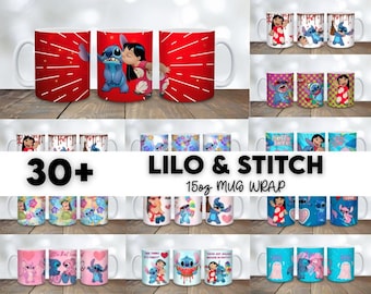 Stitch Mug Wrap Designs Bundle: Cartoon PNG (Digital Download)