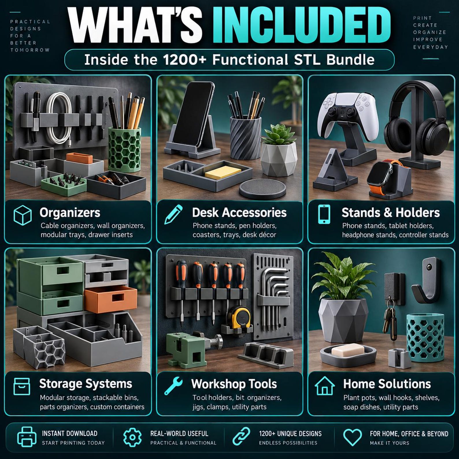 1200+ Functional STL Files, Home & Decor STL Bundle Home Decor, Gadgets ...