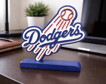 Handmade 3D Wood Los Angeles Dodgers Sign | Baseball Fan Desk Decor