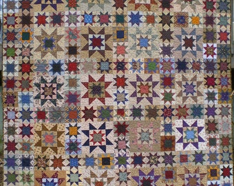 Queen Size Rising Star Quilt in Traditional Colors/Custom Only