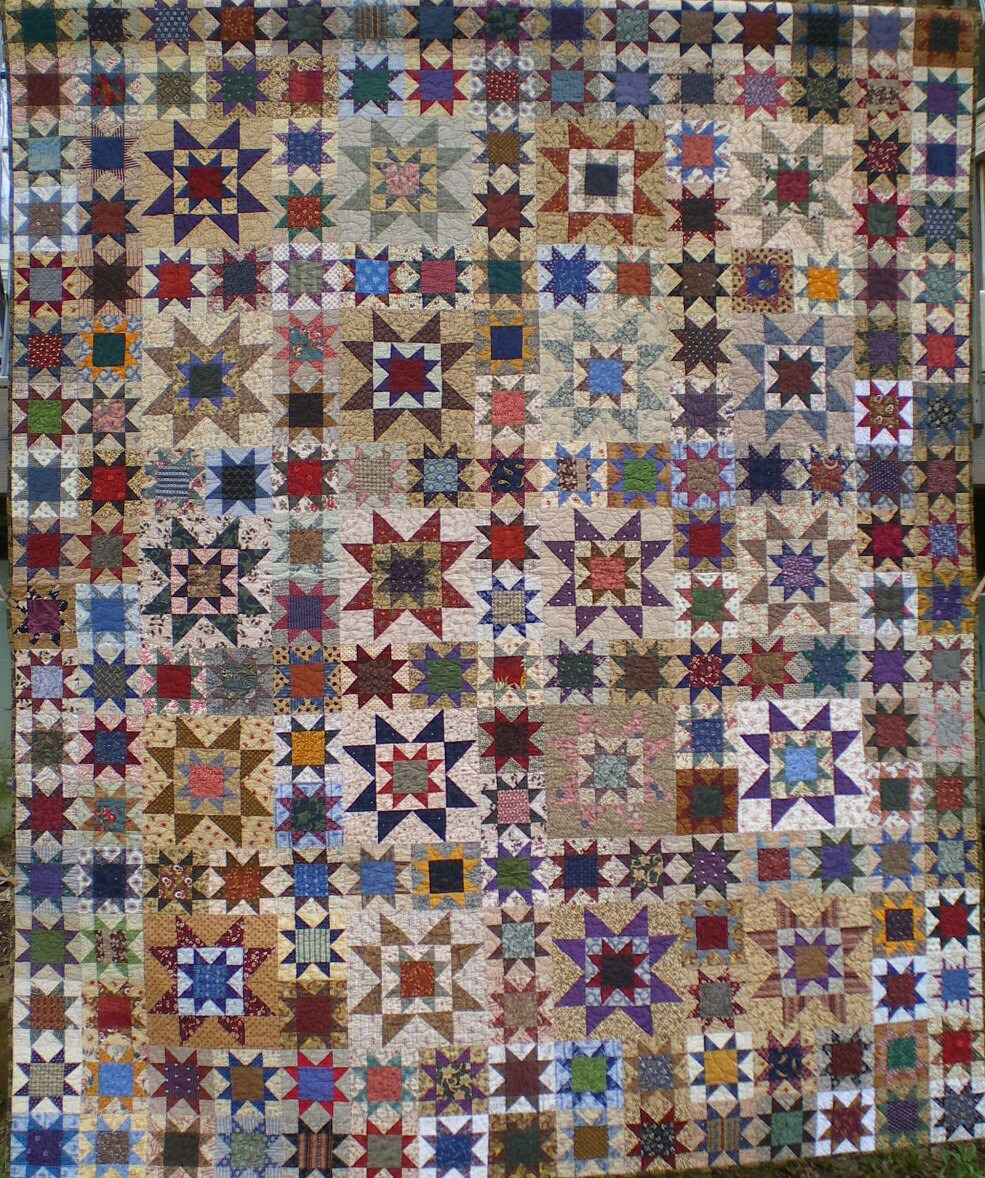 Queen Size Rising Star Quilt in Traditional Colors/Custom Only