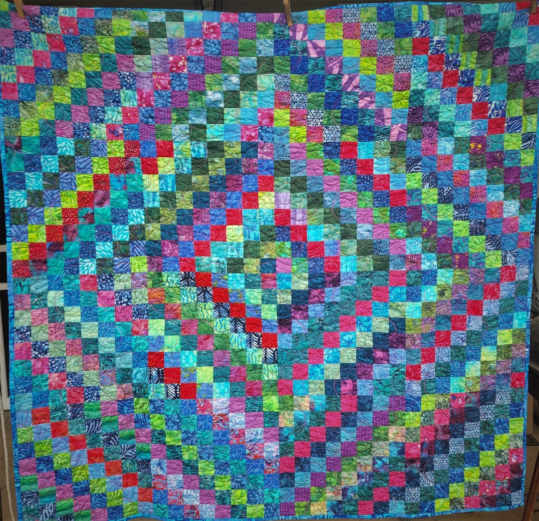 Cozy Corner Quilt Using the Trip Around the World Pattern in Cheerful