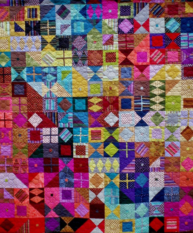 Colorful Full Size Quilt Featuring Striped/polka Dotted/solid Etsy