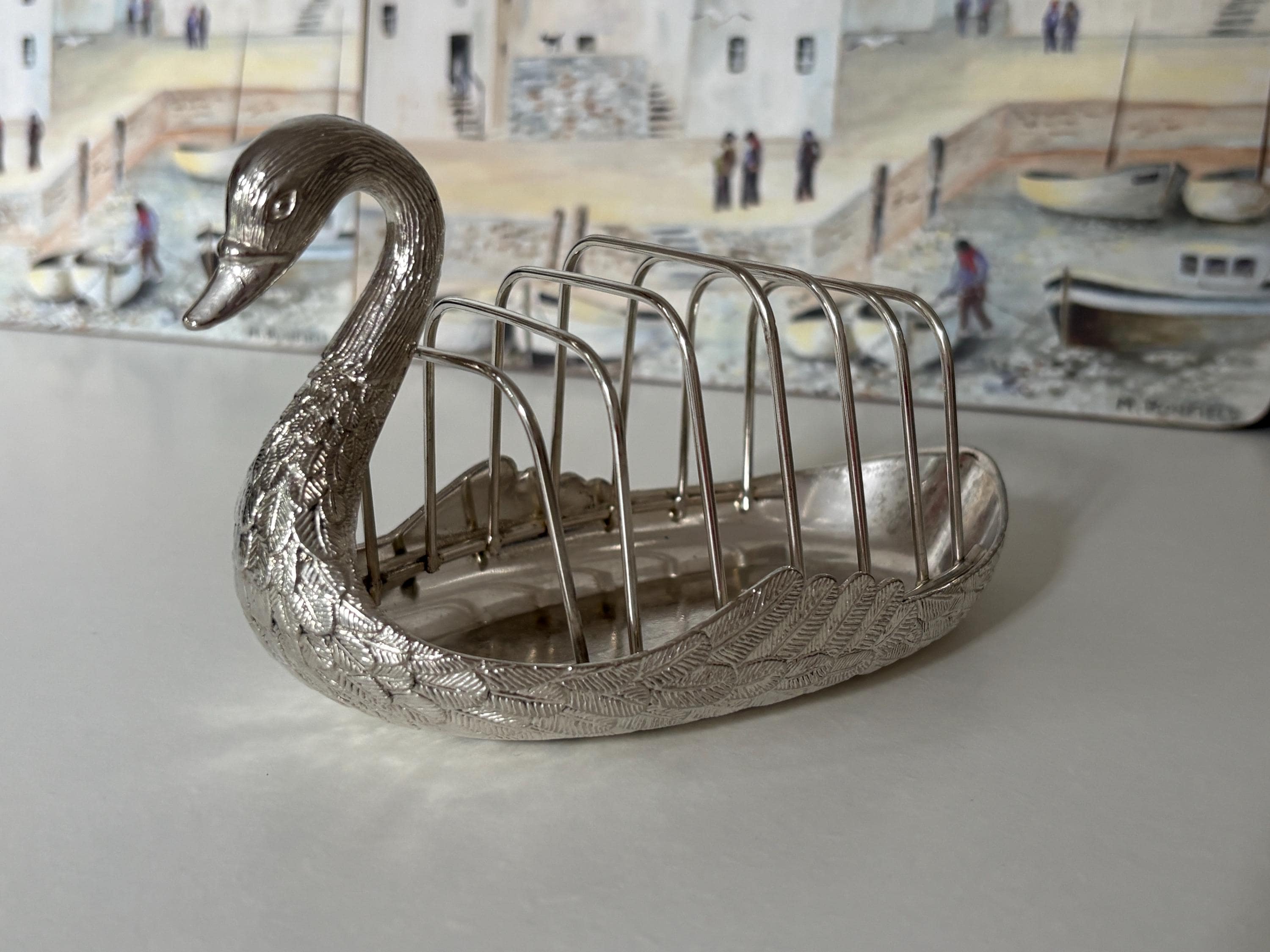 ビンテージ　フランス　白鳥の皿とトーストラック　スワン Swan toast rack - Etsy 日本
