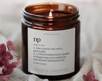 Personalized NP Definition Candle, Custom Nurse Practitioner Gift, Nurse Appreciation Week, Nurse Graduation, Nursing School,Nurse Thank You