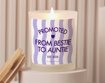 Best Friend Pregnancy Announcement Candle, Promoted Bestie To Auntie Candle, Pregnancy Reveal To Sister, Aunt Pregnancy Announcement Gift