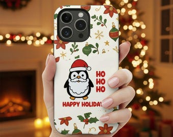 Christmas Phone Case: Penguin Santa Design | MagSafe iPhone Case