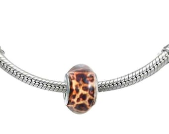 Charm de leopardo de Pandora para pulsera, plata de ley, compatible con pulseras Pandora, charm minimalista y delicado, regalo de cumpleaños para ella.