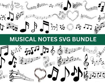 Musiknoter SVG-paket, musiksymboler Clipart (digital nedladdning)