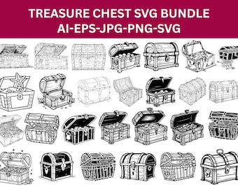 Treasure Chest SVG Bundle, Pirate Graphics (Digital Download)