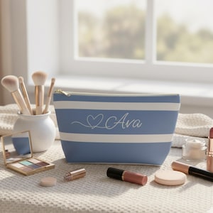 Dusty blue Personalized Make up Bag for teenage girls, Christmas gifts for Teens, Custom make up bag for bridesmaids