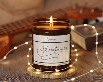 Essential oils Christian candle Corinthians 13:6 Bible verse