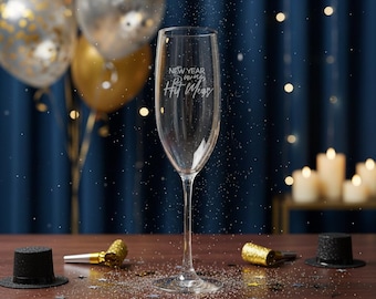 New years Eve Champagne Glass, 8oz (Engraving)
