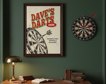 Darts Den Poster - Personalised wall art - Custom name sign - digital download