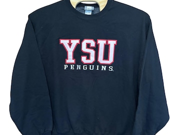 Vintage YSU Penguins sweatshirt met ronde hals 2XL NWT collegiale fleece Youngstown