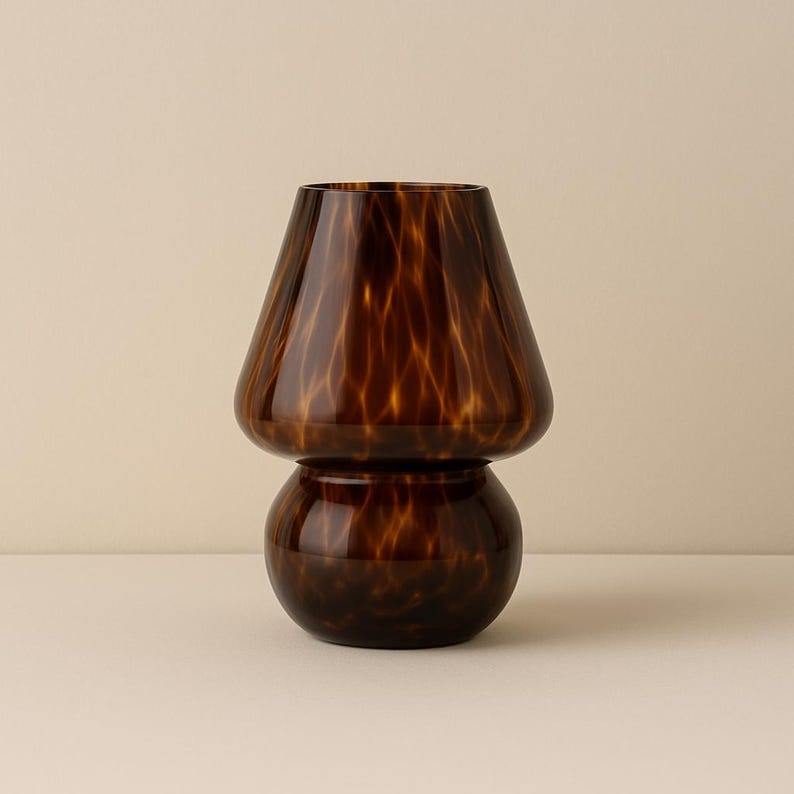 Lámpara de mesa de cristal texturizado, diseño de calabaza, luz ambiental