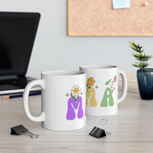 Colorful Floral 'Mom' Letters Mug | Ceramic Mug 11oz 15oz