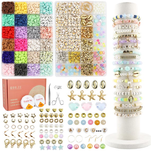 Clay Beads Bracelet Making Kit, Jewelry making kit,  Clay Beads friendship bracelet making kit, DIY Girls ' Gift