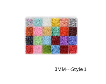 3MM / 4MM Glass Seed Beads Kit for bracelet making, 24 colors, DIY Jewelry Craft Making, Gift for Girls