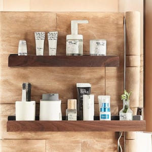 Solid Wood Bathroom Shelf: Wall Mounted, Punch-Free Organizer