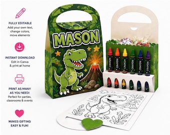 Editable Birthday Favor Box SVG | Crayon Holder Party Bag Template (Digital Download)