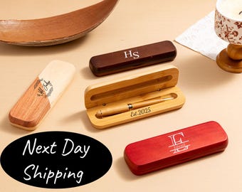 Wood Pen Set,Monogrammed Wood Pen,Monogrammed Pen Set,Desktop Pen Holder,Engraved Pen Case,Personalized Pen Set,Boss Gift,CEO Gifts,Dad gift