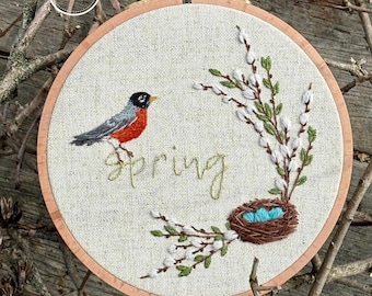 Spring beginnings, nestled in hope --> Embroidery digital pattern