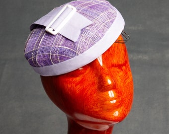 Celia Hat, Purple Fascinator, Plaid Fascinator, Purple Hat, Buckle Fascinator, Fascinator,