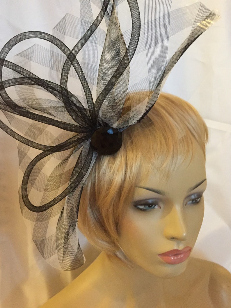The Marcy Fascinator, Fascinator, Black and White Fascinator, Black