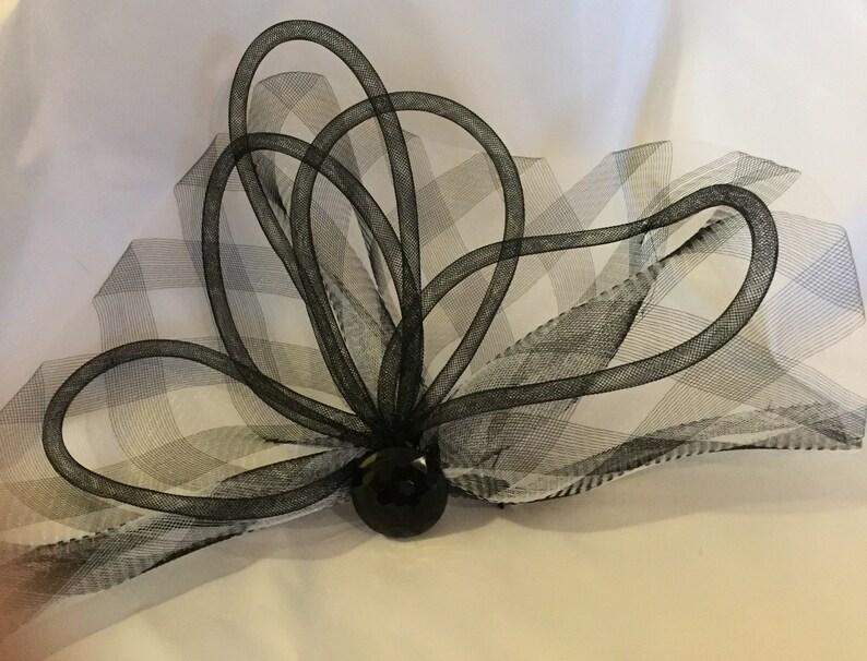 The Marcy Fascinator, Fascinator, Black and White Fascinator, Black