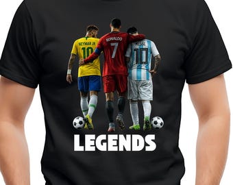Cristiano Ronaldo, Lionel Messi, Neymar Jr. Fútbol PNG Regalo para aficionados al fútbol Fútbol Leyendas del fútbol diseño de camiseta Copa Mundial de la FIFA descarga digital