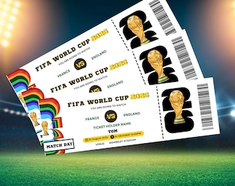 Spieltagskarte, maßgeschneiderte WM 2026 Karte | Bearbeitbarer Geburtstagsgutschein für Ihn | Digitaler Download | Fußball Geschenk