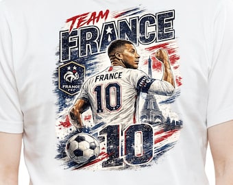 Camiseta de fútbol de Francia con Mbappé número 10 (PNG), camiseta para aficionados al fútbol francés, camiseta estilo jersey azul marino, Mundial 2026