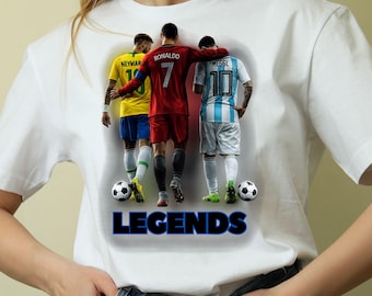 Cristiano Ronaldo, Lionel Messi, Neymar Jr. Fútbol PNG Regalo para aficionados al fútbol Fútbol Leyendas del fútbol diseño de camiseta Copa Mundial de la FIFA descarga digital
