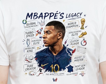 Arte de fan del jugador de fútbol francés Kylian Mbappé PNG, diseño de sublimación de fútbol 2026, gráfico de camiseta de fútbol de la Copa Mundial 2026