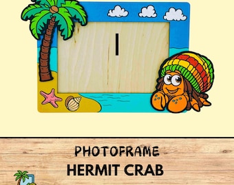 Marco de fotos de cangrejo cortado a láser SVG / Decoración para habitación infantil (Descarga digital)