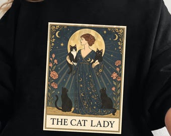 Carta del Tarot de la Señora de los Gatos PNG Mujer Divertida Amante del Tarot Archivo Digital