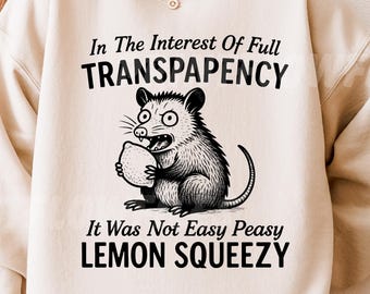 Zarigüeya sarcástica divertida con limón exprimido SVG PNG, PNG retro sarcástico, En aras de la transparencia total, no fue fácil.