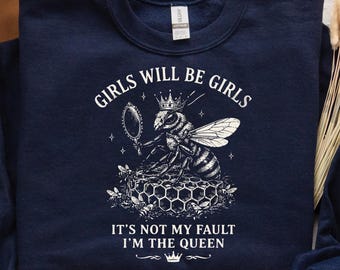 Zabawne dziewczyny królowej pszczół będą dziewczynami PNG SVG, feministyczny cytat o zwierzętach, wzmocnienie pozycji kobiet