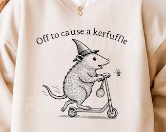 Funny Opossum Scooter SVG PNG, Off To Cause A Kerfuffle Png, Adult Humor Sarcastic Animal Rabbit Gift Shirt Silly Animal Mental Health Svg