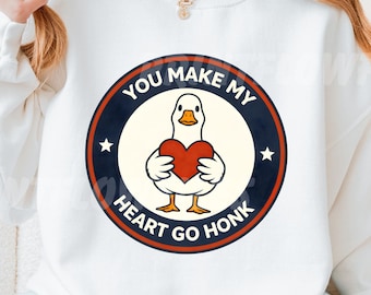 Funny Valentine Goose PNG, Coquette Valentine Shirt Design, Animal Pun You Make My Heart Go Honk Sublimation, XoXo Be Mine Digital Download