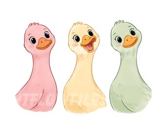 Słodkie kaczki clipart Png, Clipart zwierząt dla dzieci, Clipart przedszkola, Clipart urodzinowy Żółta kaczka Sublimacja Ptaki z kreskówek Kaczątko Png