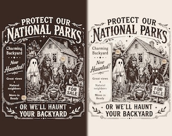 Schützt unsere Nationalparks (SVG/PNG), Gruselige Natur, Spukwald – Naturschutzgrafik