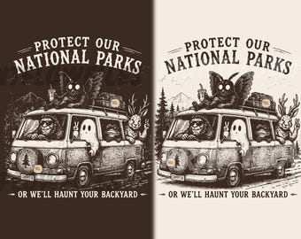 Funny Horror Protect Our National Parks SVG PNG,  Vintage Cryptid Mothman Jackalope Digital File