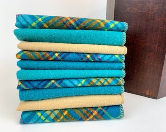 Men's Handkerchief Set - Irish Seas - 10 Brushed Flannel Reusable Tissues -Plush Thread Edges - Eco-Friendly  Zero Waste Gift!