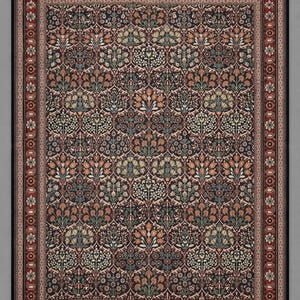 Hereke Turkish Rug – 5.2x8.2 ft – Handmade Wool Carpet – Floral Medallion – Vintage Decor